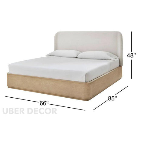 OakGlide Minimalist Platform Customisable Bed with Upholstered Headboard for Contemporary Bedrooms - Uber Decor