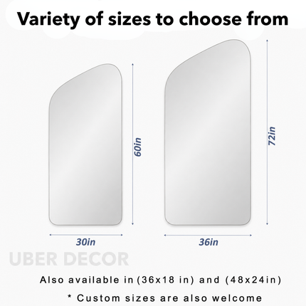 Lunara Frameless Asymmetrical Full Length Floor Mirror - Uber Decor