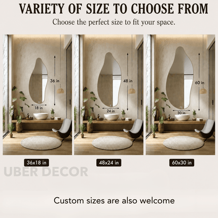 Lyra Frameless HD Mirror – Wavy Asymmetrical Wall Mirror Irregular Organic Design