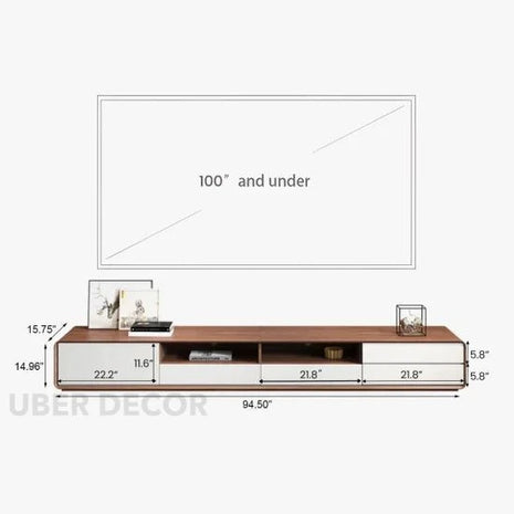Viano Plain – Modern TV Cabinet, Nordic Inspired Low Console with Rounded Edge Design - Uber Decor
