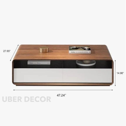 Tavro Edge – Modern Coffee Table, Nordic Inspired with Two-Tone Design TV Unit