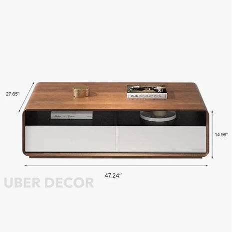 Viano Plain – Modern Coffee Table, Nordic Inspired TV Unit with Rounded Edge Design - Uber Decor
