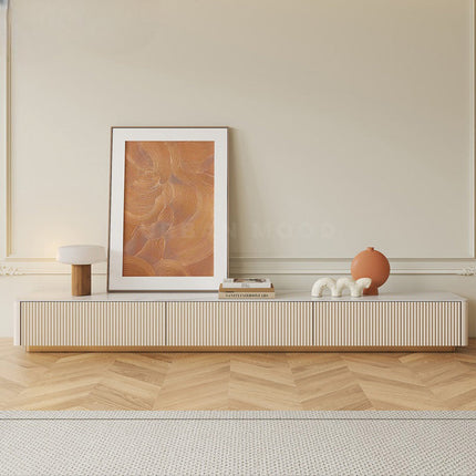 Nuvano Line – Luxury Coffee Table With TV Unit Modern Fluted Minimalist Design Low Base for Statement Living Room