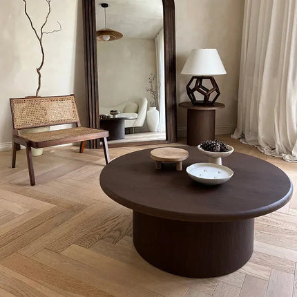 Marico Round Coffee Table Modern Contemporary Bauhaus Inspired Designer Center Table Custom Finish Minimalist Accent Table for Cozy Seating Area