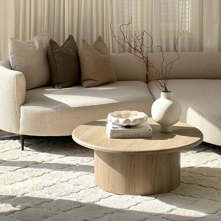 Marico Round Coffee Table Modern Contemporary Bauhaus Inspired Designer Center Table Custom Finish Minimalist Accent Table for Cozy Seating Area