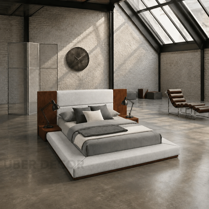 MahoganySlate Ultra-Low Modern Platform Customisable Bed for Luxe Bedrooms