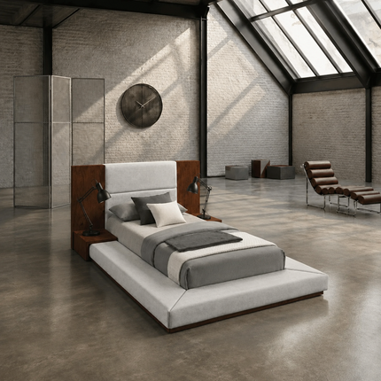 MahoganySlate Ultra-Low Modern Platform Customisable Bed for Luxe Bedrooms