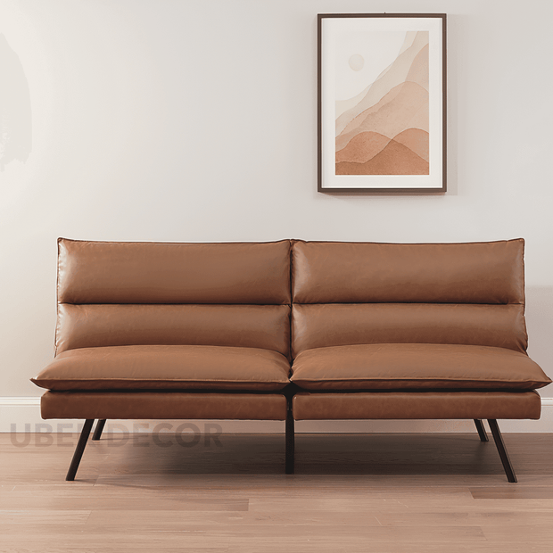 Istanbul Futon Sofa Bed- Premium Leather Design Futon Sofa Couch Convertible Bed for Home or Office - Uber Decor