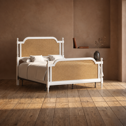 MapleGrace Colonial French Cane Panel Customisable Bed for Elegant Master Suites