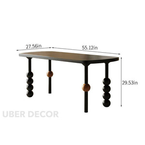 Eclat Noir Rectangular Dining Table Contemporary Artistic Design Black Finish Dual Tone Wooden Accented Sculptural Legs Ideal for Dining Room - Uber Decor