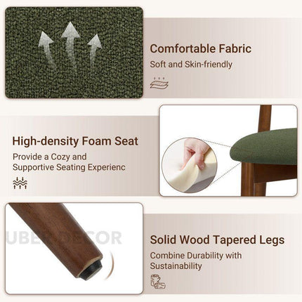 Verin Mid Century Dining Chair Set of 2 Solid Wood Legs Custom Made Design Ideal for Dining Room Kitchen Dining Area - Uber Decor