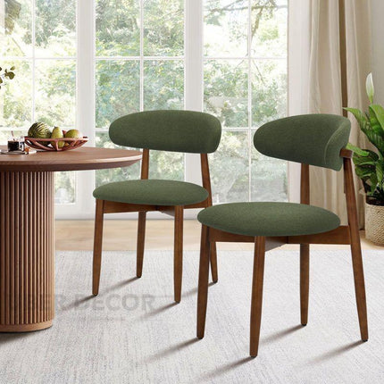 Verin Mid Century Dining Chair Set of 2 Solid Wood Legs Custom Made Design Ideal for Dining Room Kitchen Dining Area - Uber Decor