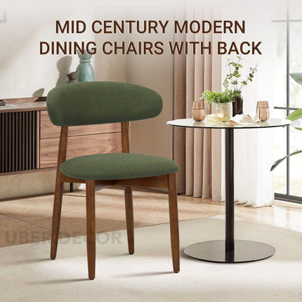 Verin Mid Century Dining Chair Set of 2 Solid Wood Legs Custom Made Design Ideal for Dining Room Kitchen Dining Area - Uber Decor
