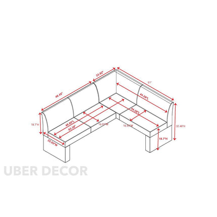 Casa Align Modern L Shaped Corner Bench Minimal Customisable Contemporary Seating for Dining Living Lounge and Office Spaces