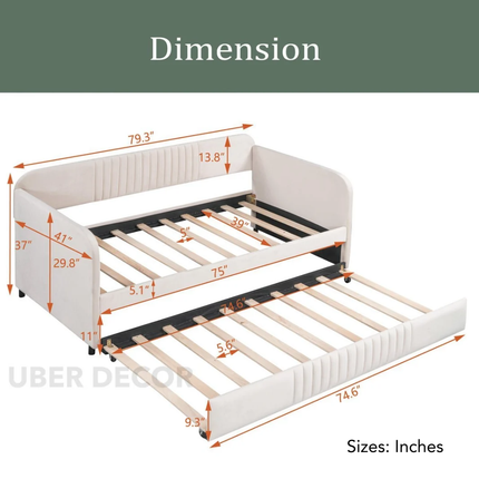 Merida Fluted Panel Convertible Daybed – Pull-Out Trundle Sleeper