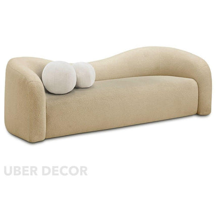 Nuvira 62" Wabi-Sabi Sculptural Curved Loveseat – Japandi Organic 2-Seater Sofa for Living Room