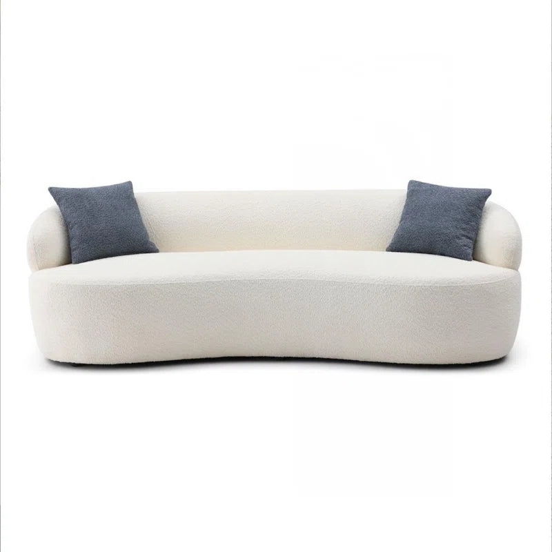 Malaga Curved Sofa- Mid Century Modern Curved Back Upholstered Boucle Sofa for Living Room