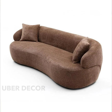 Malaga Curved Sofa- Mid Century Modern Curved Back Upholstered Boucle Sofa for Living Room