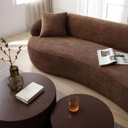 Malaga Curved Sofa- Mid Century Modern Curved Back Upholstered Boucle Sofa for Living Room