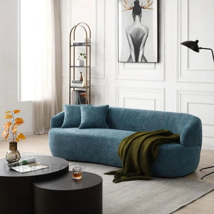 Malaga Curved Sofa- Mid Century Modern Curved Back Upholstered Boucle Sofa for Living Room