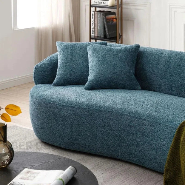 Malaga Curved Sofa- Mid Century Modern Curved Back Upholstered Boucle Sofa for Living Room - Uber Decor