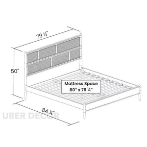 ElmWeave Scandinavian Rattan Platform Customisable Bed for Urban Bedrooms - Uber Decor