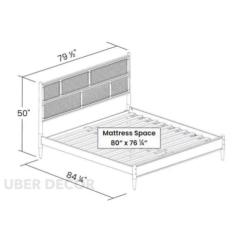 ElmWeave Scandinavian Rattan Platform Customisable Bed for Urban Bedrooms - Uber Decor