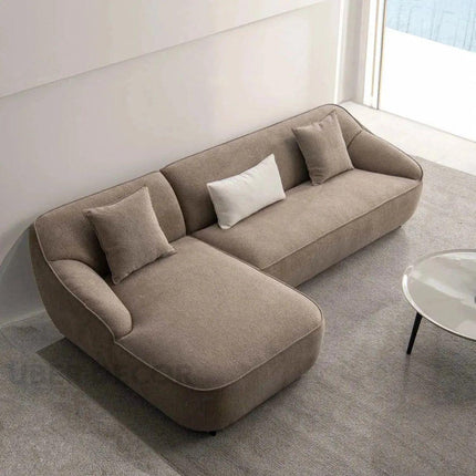 Madera 5 Seater Modern L Shaped Sofa with Rounded Corners and Lounger for Living Room
