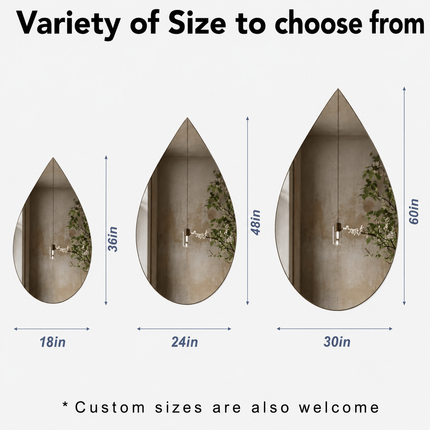 Mira Drop Frameless HD Mirror – Modern Raindrop Wall Mirror for Living Room, Bathroom & Bedroom