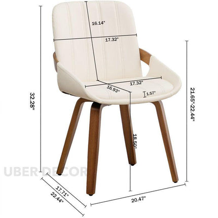 Nestra Modern Dining Chair Set of 2 Custom Made Curved Arm Design with Wooden Legs Ideal for Dining Room or Studio Space - Uber Decor