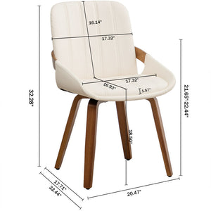 Nestra Modern Dining Chair Set of 2 Custom Made Curved Arm Design with Wooden Legs Ideal for Dining Room or Studio Space - Uber Decor