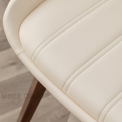 Nestra Modern Dining Chair Set of 2 Custom Made Curved Arm Design with Wooden Legs Ideal for Dining Room or Studio Space - Uber Decor