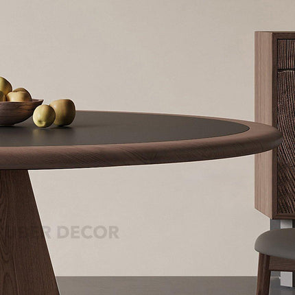 Terra Arc Round Dining Table Japandi Mid Century Modern Design Solid Wood Pedestal Legs Dining Table for Modern Homes