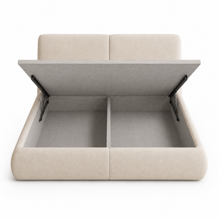 Moonlit Drift Curved Bed – Sculpted Upholstery with Rounded Silhouette