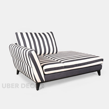 Wellington Modern Sectional Sofa with Chaise Black & White Striped Customizable Couch for Living Room