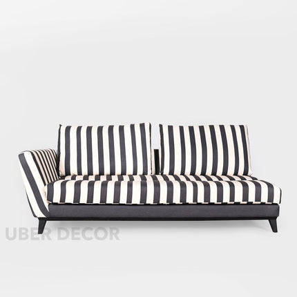 Wellington Modern Sectional Sofa with Chaise Black & White Striped Customizable Couch for Living Room