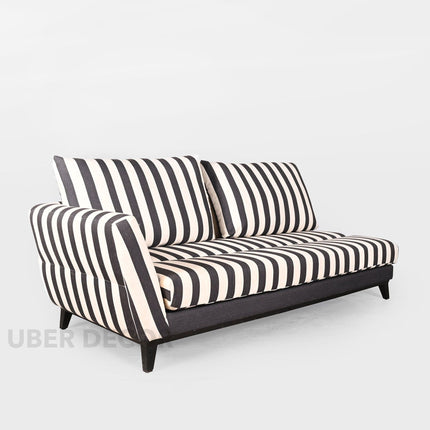 Wellington Modern Sectional Sofa with Chaise Black & White Striped Customizable Couch for Living Room