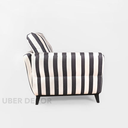 Wellington Modern Sectional Sofa with Chaise Black & White Striped Customizable Couch for Living Room