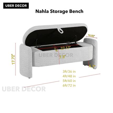 Nahla Oval Storage Bench with Lift Top – Contemporary Minimalist Organizer for Living Rooms, Entryways & Bedrooms
