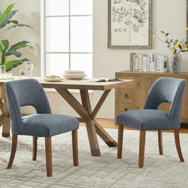 Vion Dining Chair Set of 2 Custom Made Mid Century Modern Design with Curved Back Ideal for Dining Room Formal Dining Area - Uber Decor