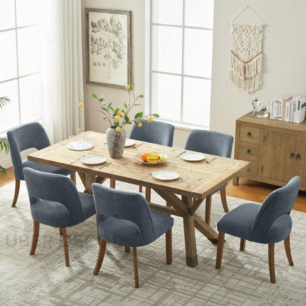 Vion Dining Chair Set of 2 Custom Made Mid Century Modern Design with Curved Back Ideal for Dining Room Formal Dining Area - Uber Decor