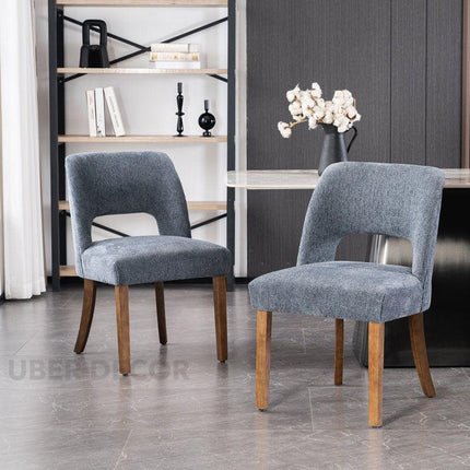 Vion Dining Chair Set of 2 Custom Made Mid Century Modern Design with Curved Back Ideal for Dining Room Formal Dining Area - Uber Decor