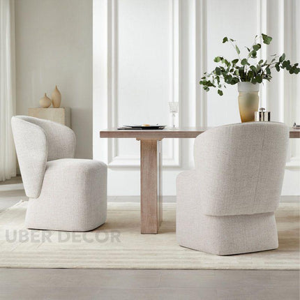 Brin Modern Dining Chair with Curved Wing Back and Soft Contemporary Silhouette for Dining and Lounge Spaces - Uber Decor