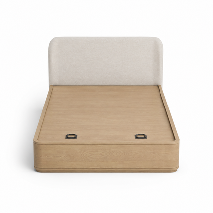 OakGlide Minimalist Platform Customisable Bed with Upholstered Headboard for Contemporary Bedrooms