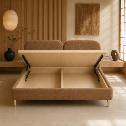 OakWing Modern Upholstered Platform Customisable Bed for Elegant Bedrooms