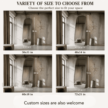 Oden Frameless HD Mirror – Large Full-Length Wall Mirror with Curved Silhouette
