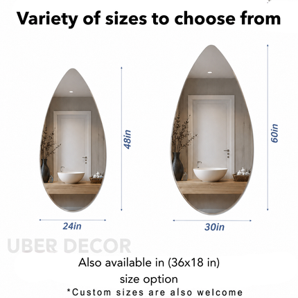 Olen Frameless HD Mirror - Elegant Ellipse Wall Mirror for Bathroom, Entryway & Japandi-Inspired Spaces