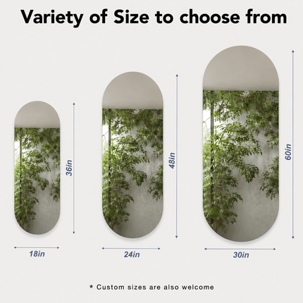 Ovia Frameless HD Mirror – Vertical Pill-Shaped Wall Mirror for Bathroom, Entryway & Vanity