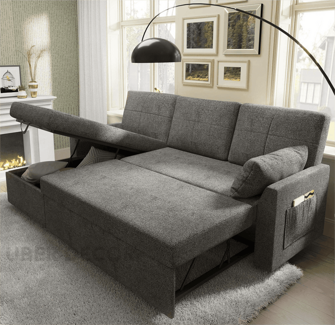 Tuscany Sleeper Sofa- Convertible Sofa Bed with Pull Out Couch with Storage Space for Bed Room, Guest Room or Living Room - Uber Decor