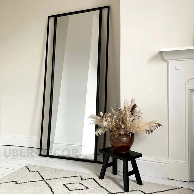 PrismaPane- Large Sized Rectangle Metal Framed Mirror for Living Room or Bedroom